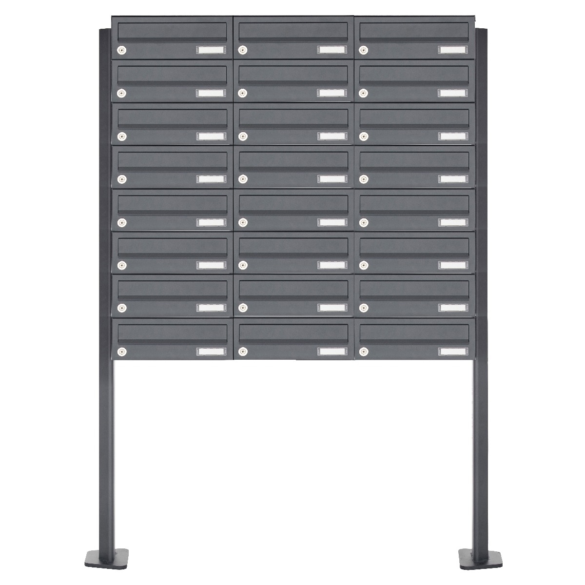 24er Edelstahl Briefkastenanlage freistehend Design BASIC Plus 385XP ST-T - RAL nach Wahl