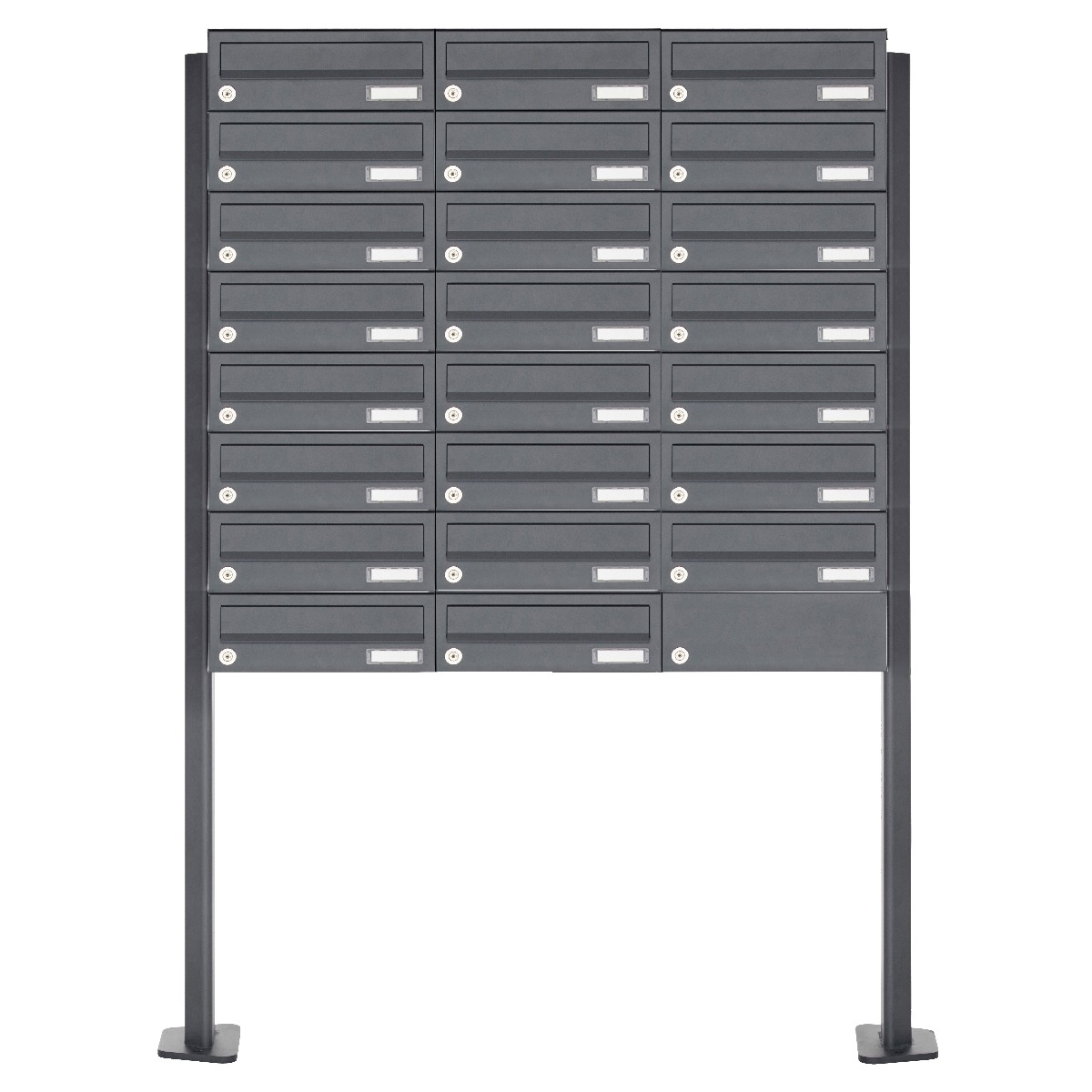 23er Edelstahl Briefkastenanlage freistehend Design BASIC Plus 385XP ST-T - RAL nach Wahl