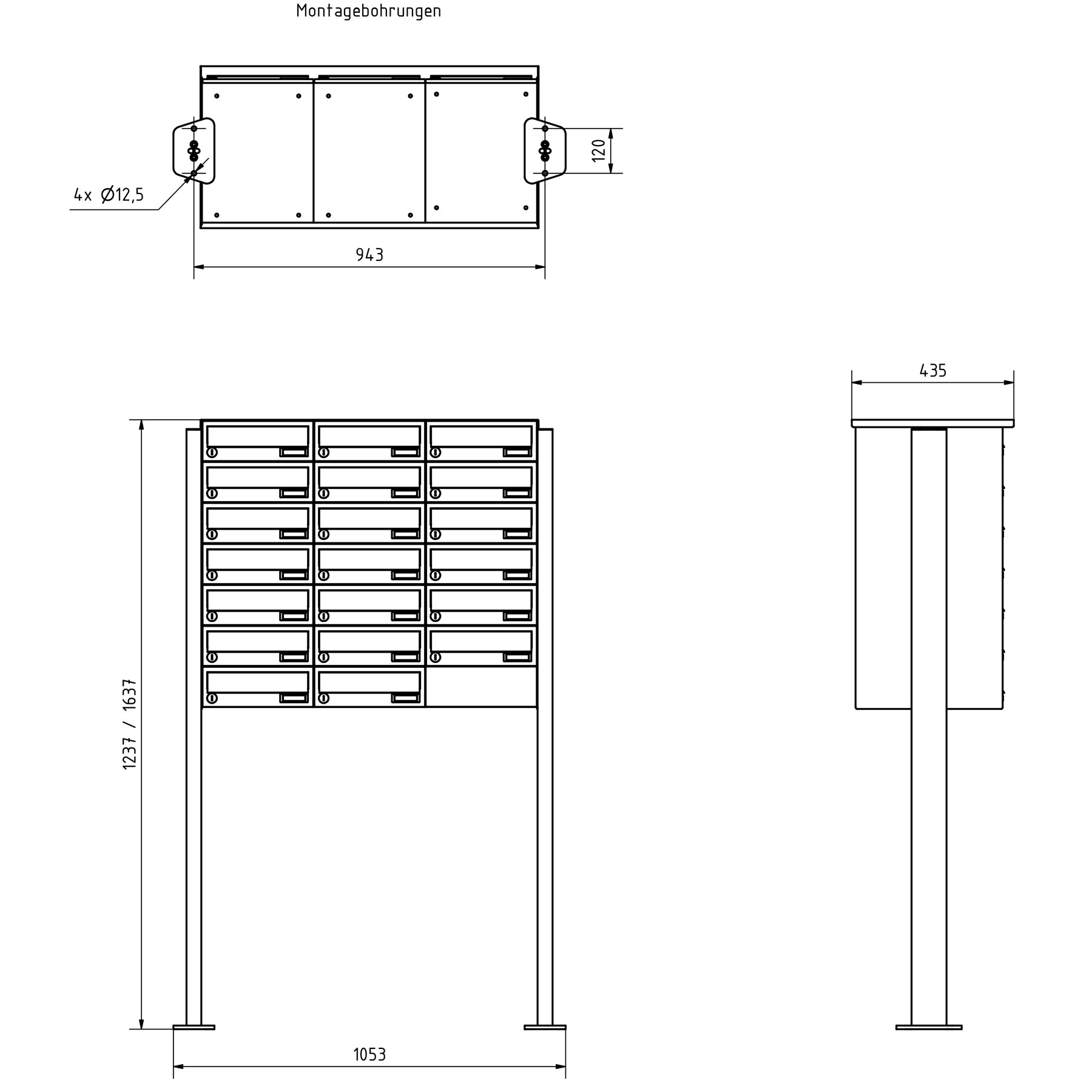 20er Edelstahl Briefkastenanlage freistehend Design BASIC Plus 385XP ST-T - RAL nach Wahl 20er Edelstahl Briefkastenanlage freistehend Design BASIC Plus 385XP ST-T - RAL nach Wahl