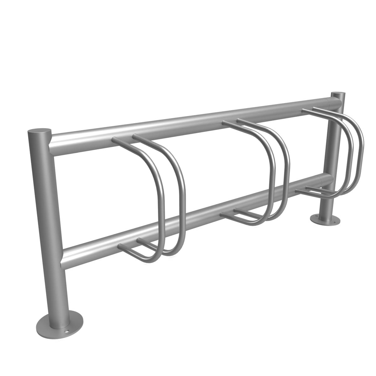 3-fach Edelstahl Fahrradständer ACHIM - Edelstahl V2A geschliffen - Einseitige Radeinstellung