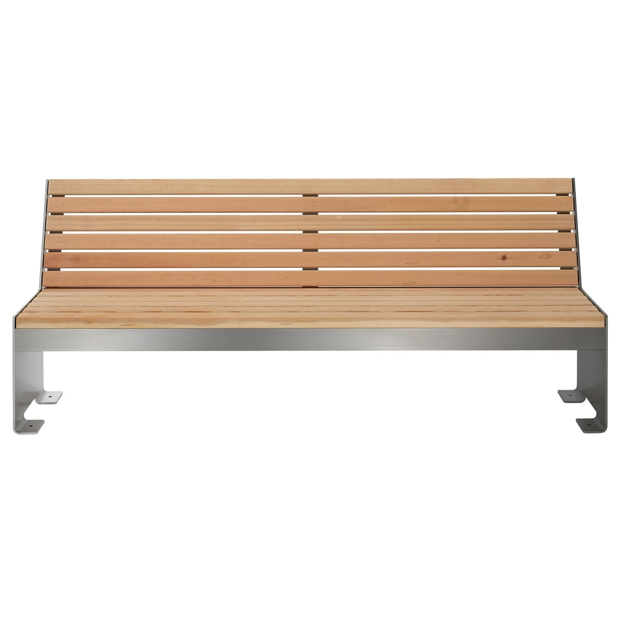 Design Sitzbank NOVALIS mit Rückenlehne - Edelstahl - Douglasie geölt