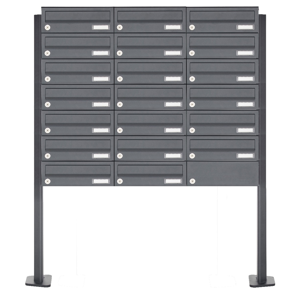 20er Edelstahl Briefkastenanlage freistehend Design BASIC Plus 385XP ST-T - RAL nach Wahl 20er Edelstahl Briefkastenanlage freistehend Design BASIC Plus 385XP ST-T - RAL nach Wahl