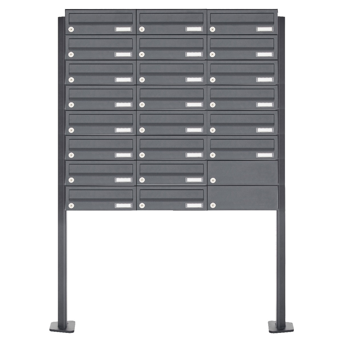 22er Edelstahl Briefkastenanlage freistehend Design BASIC Plus 385XP ST-T - RAL nach Wahl
