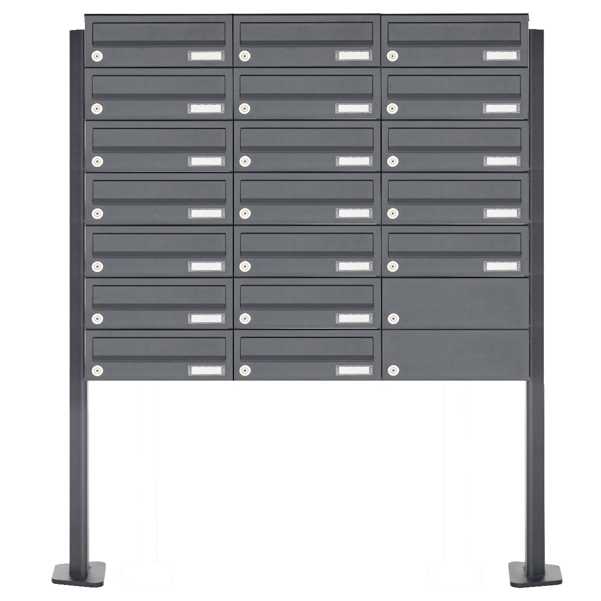 19er Edelstahl Briefkastenanlage freistehend Design BASIC Plus 385XP ST-T - RAL nach Wahl