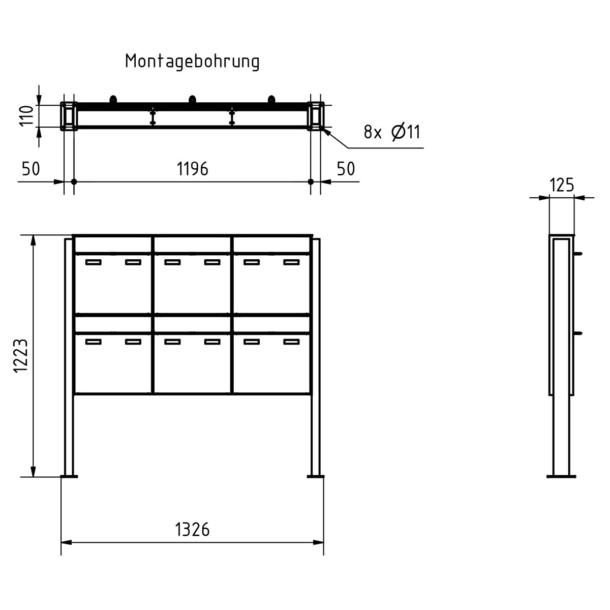 6er 3x2 Design Standbriefkasten GOETHE ST-Q - RAL nach Wahl 6er 3x2 Design Standbriefkasten GOETHE ST-Q - RAL nach Wahl