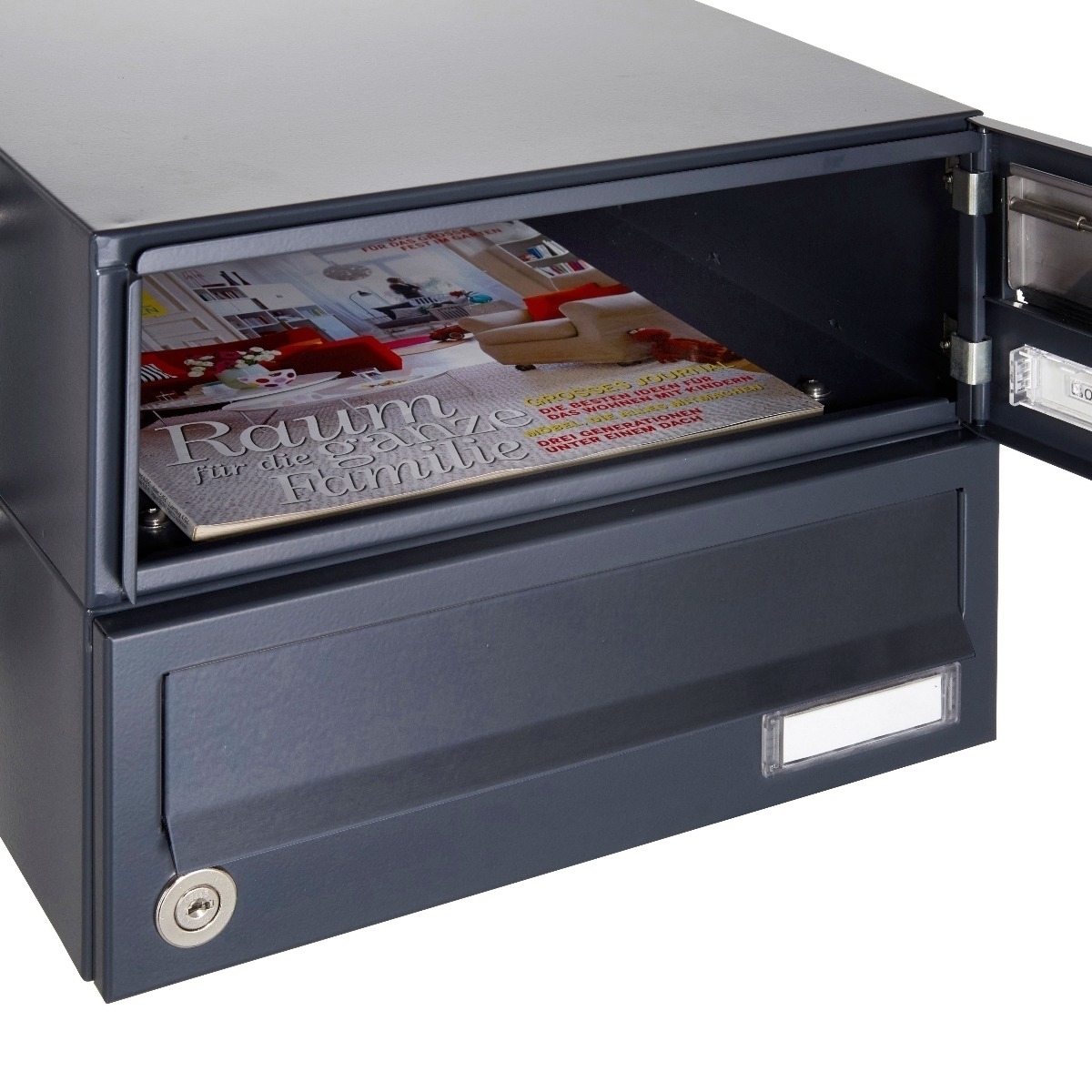 2er Edelstahl Briefkastenanlage freistehend Design BASIC Plus 385XP ST-T - RAL nach Wahl