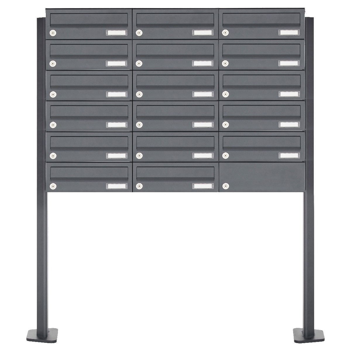 17er Edelstahl Briefkastenanlage freistehend Design BASIC Plus 385XP ST-T - RAL nach Wahl