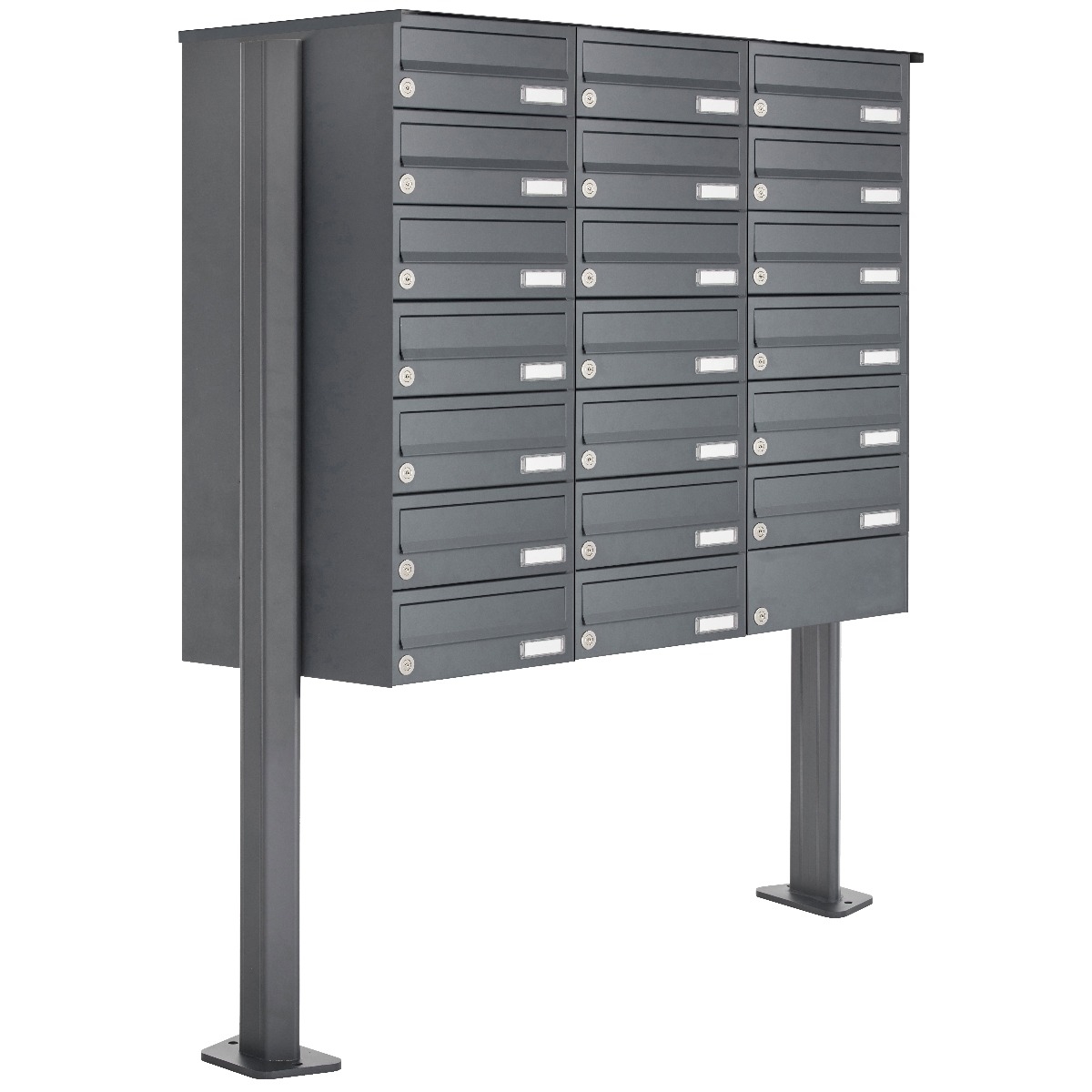 20er Edelstahl Briefkastenanlage freistehend Design BASIC Plus 385XP ST-T - RAL nach Wahl 20er Edelstahl Briefkastenanlage freistehend Design BASIC Plus 385XP ST-T - RAL nach Wahl