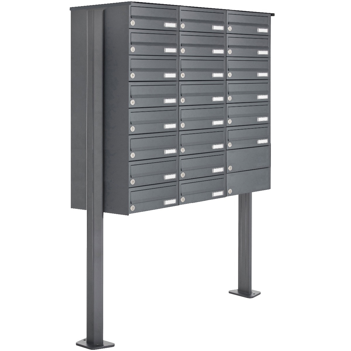 22er Edelstahl Briefkastenanlage freistehend Design BASIC Plus 385XP ST-T - RAL nach Wahl